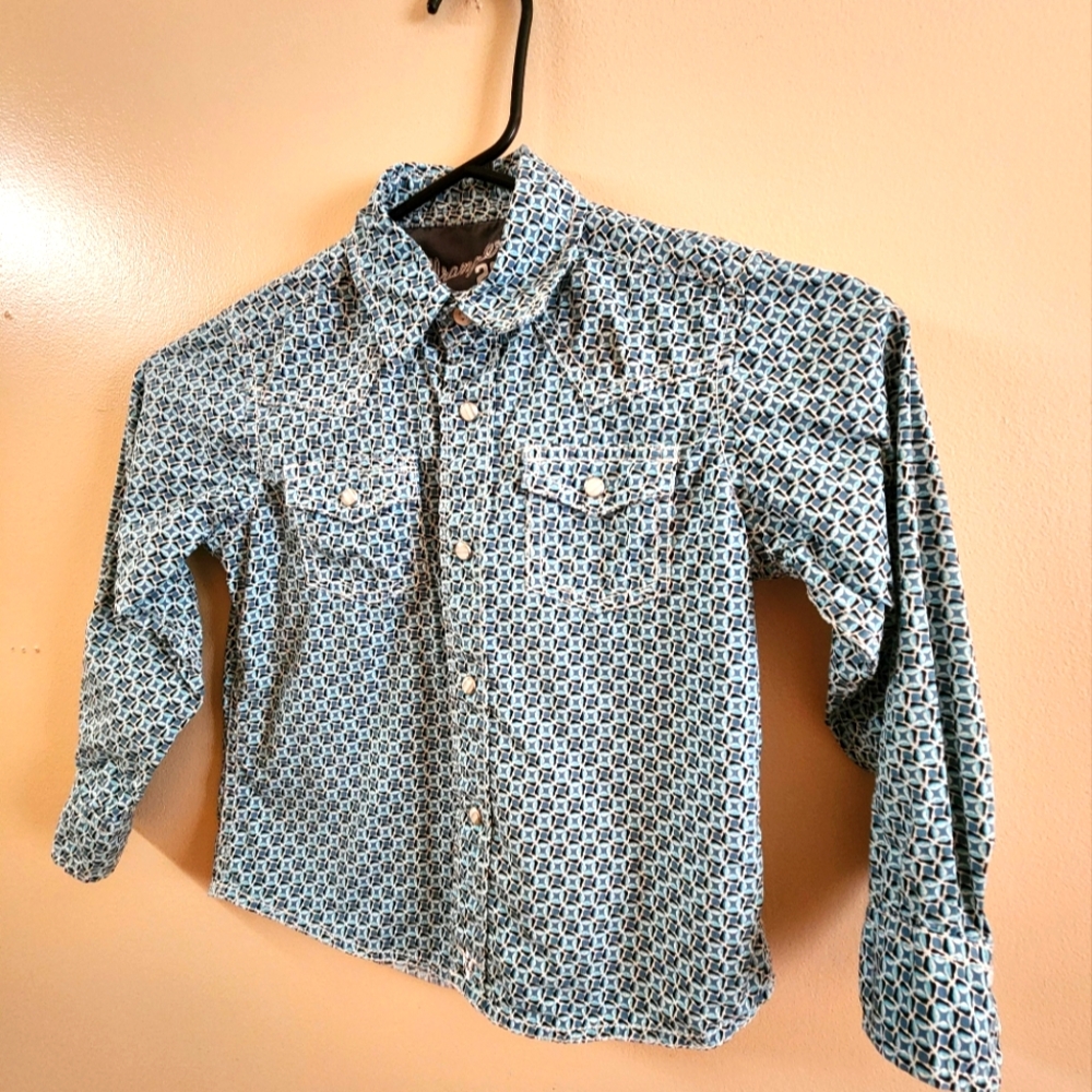 Wrangler Boys Western Long Sleeve Pearl Snap Size XS